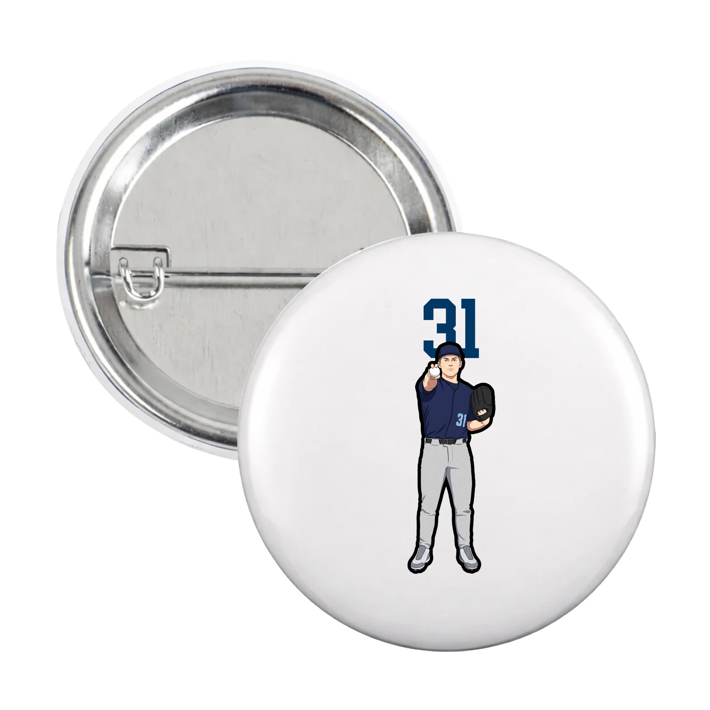 Game Day Button — Number Top in White