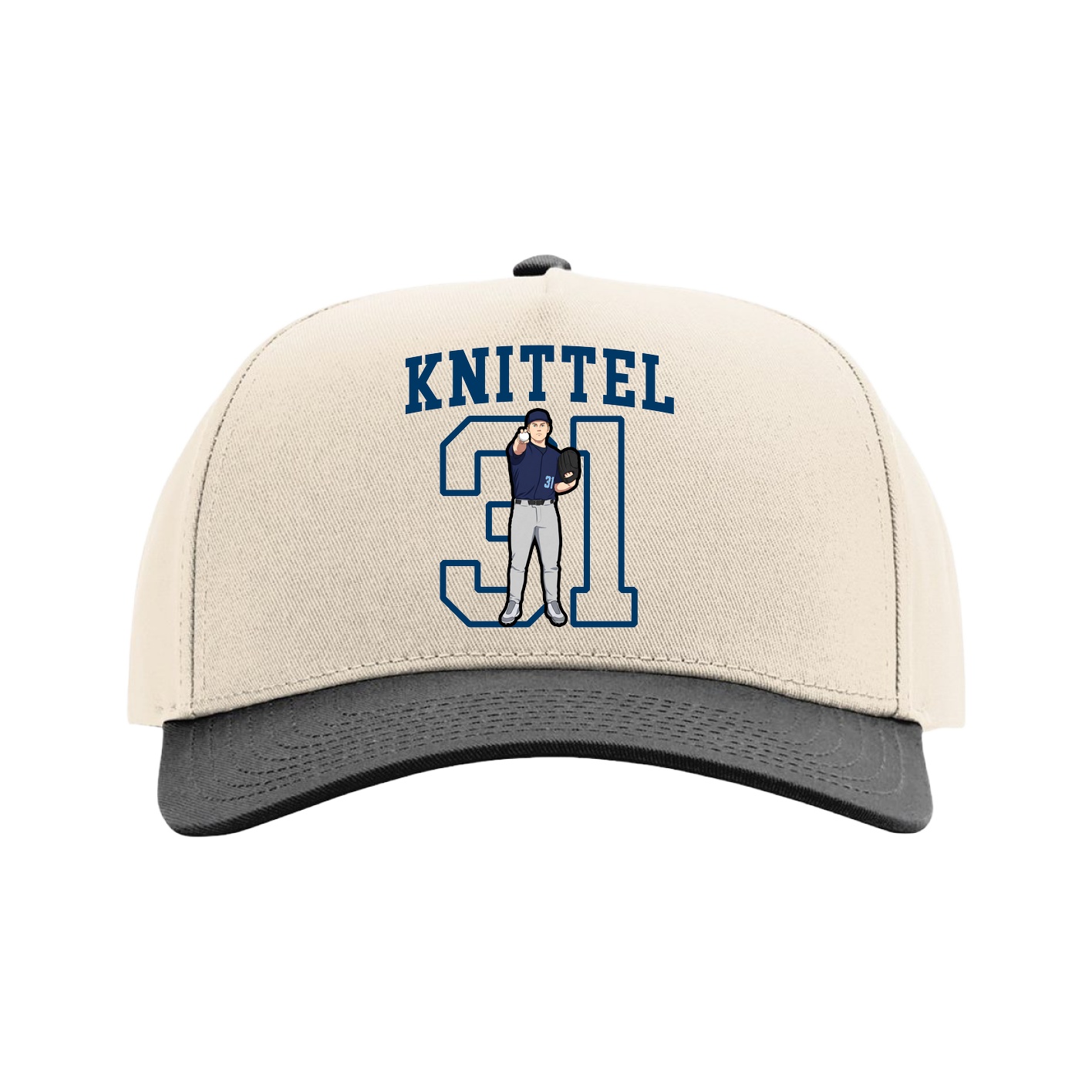 Full Fabric Five-Panel Champ Cap — Shirsey in Cream/Black