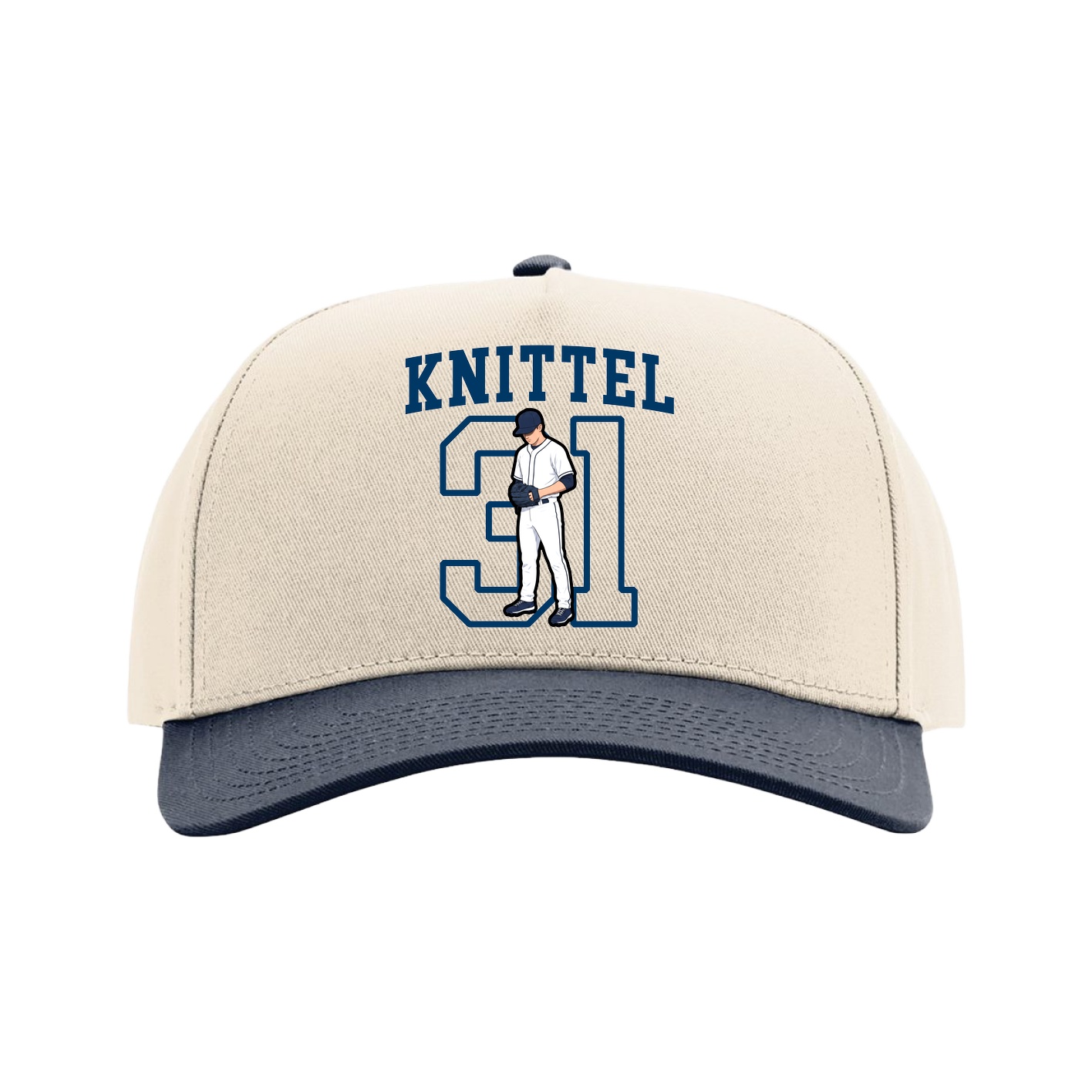 Full Fabric Five-Panel Champ Cap — Shirsey in Cream/Navy