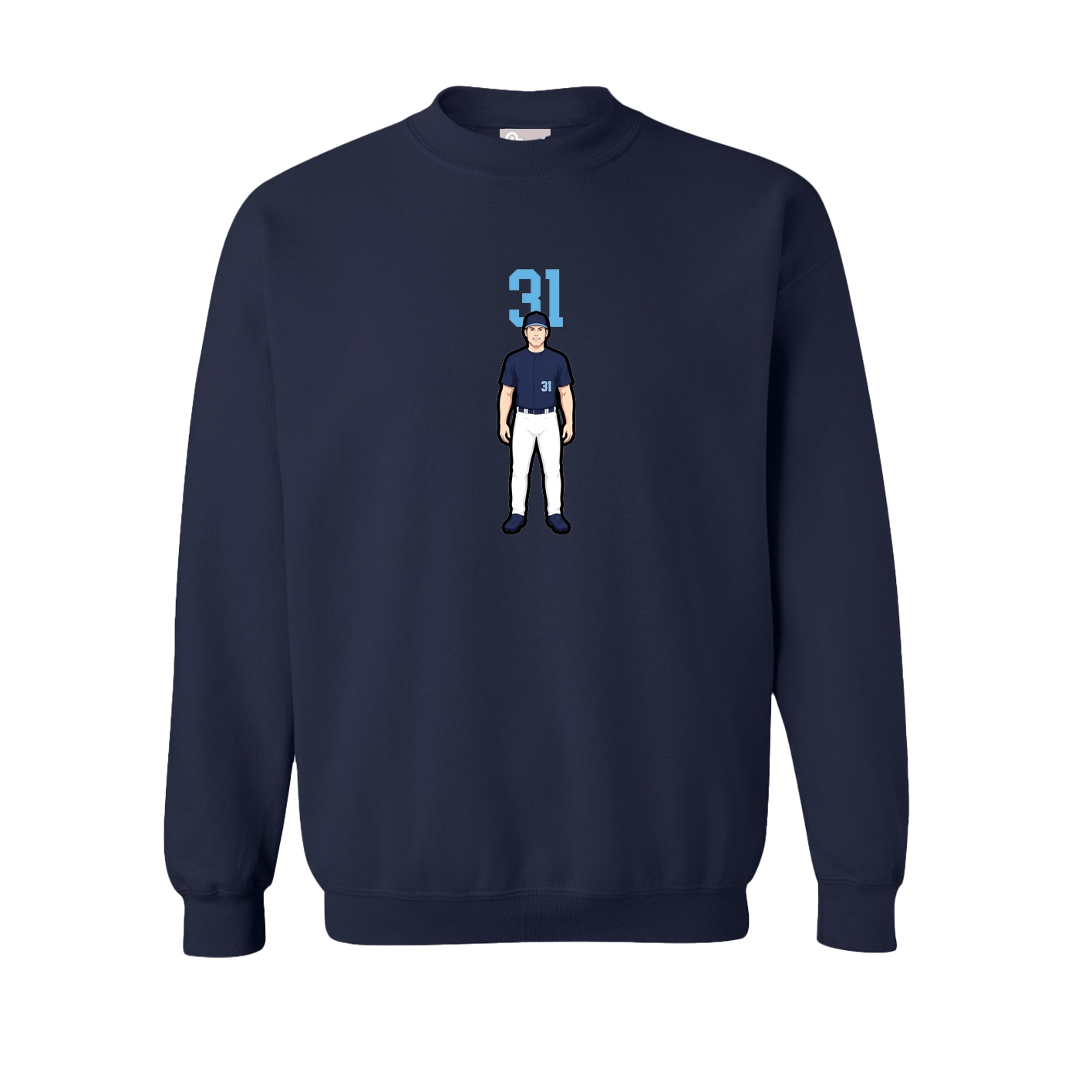Fleece Crew — Number Top in Navy