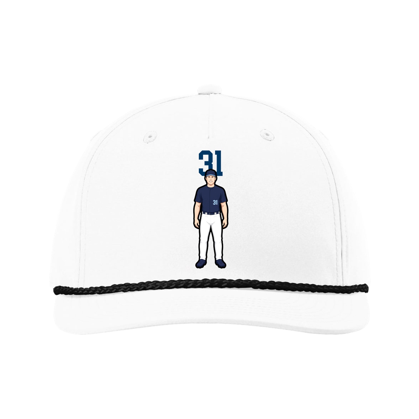Five-Panel Classic Rope Cap — Number Top in White