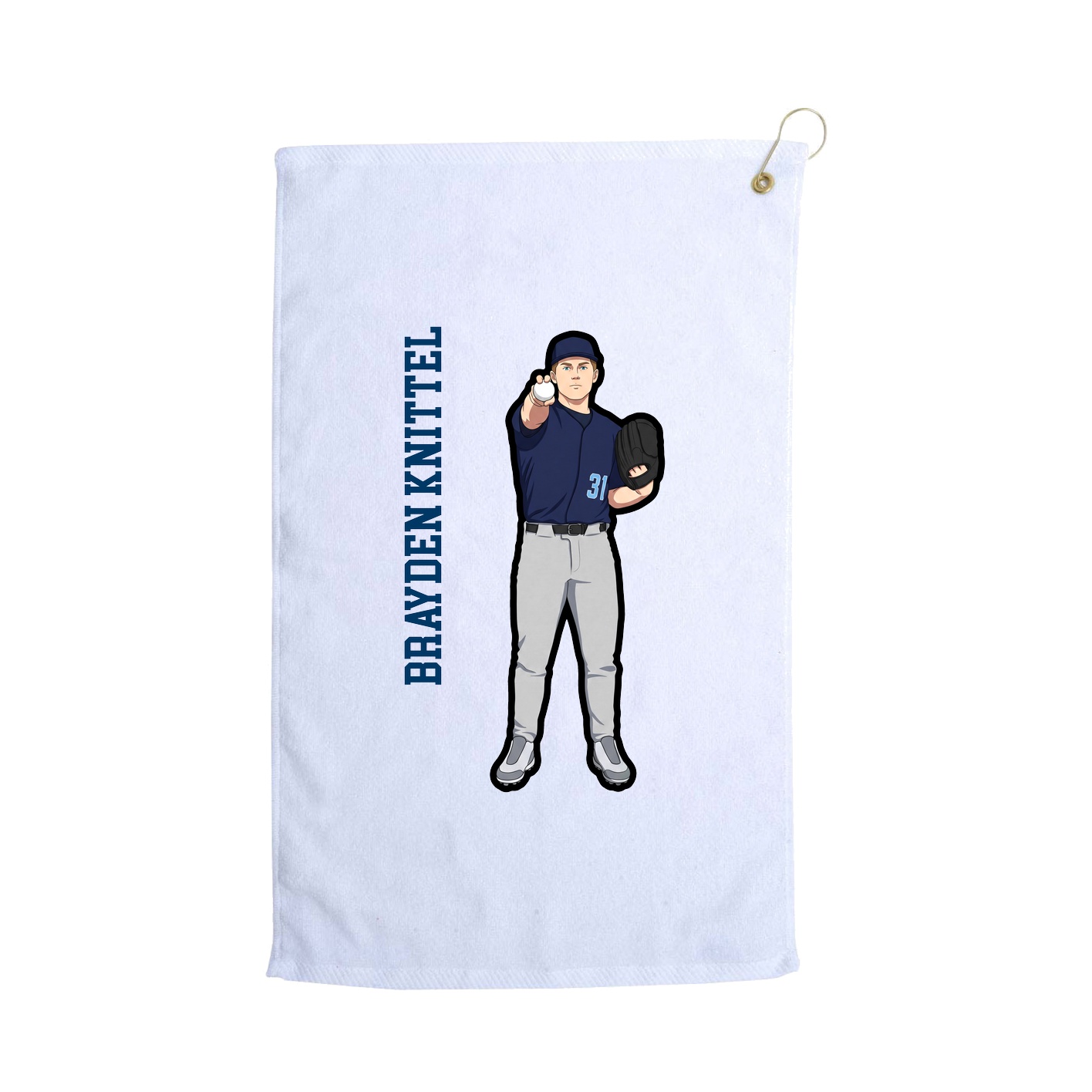 Golf Towel — Name Vertical in White