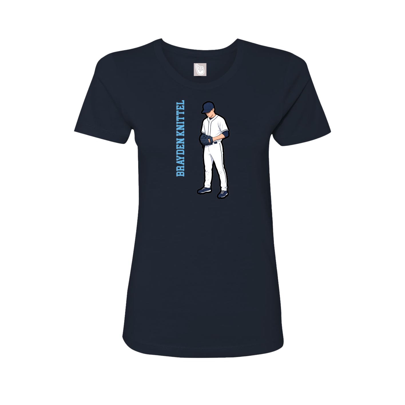 Womens Tee — Name Vertical in Navy
