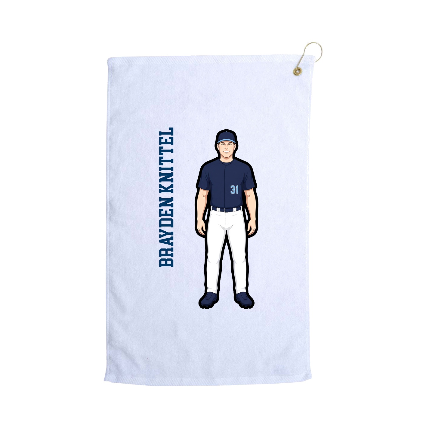 Golf Towel — Name Vertical in White