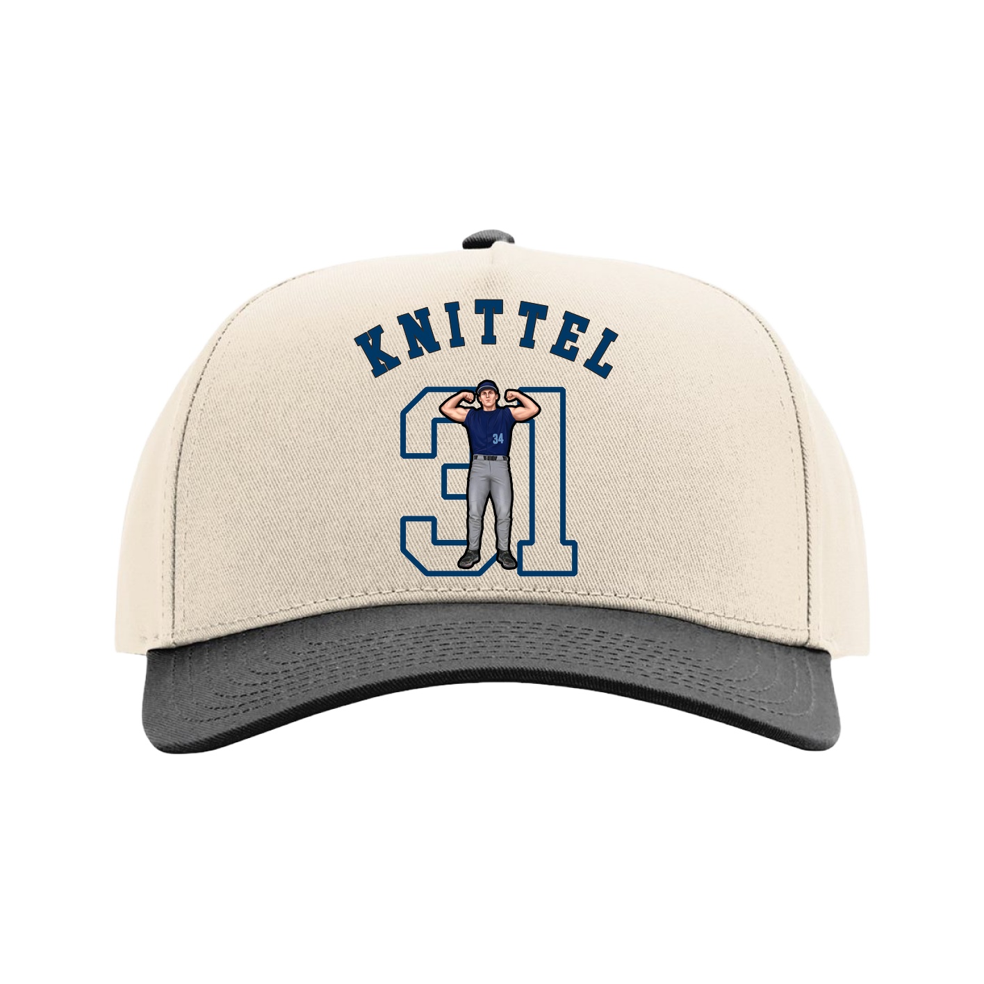Full Fabric Five-Panel Champ Cap — Shirsey Arch in Cream/Black