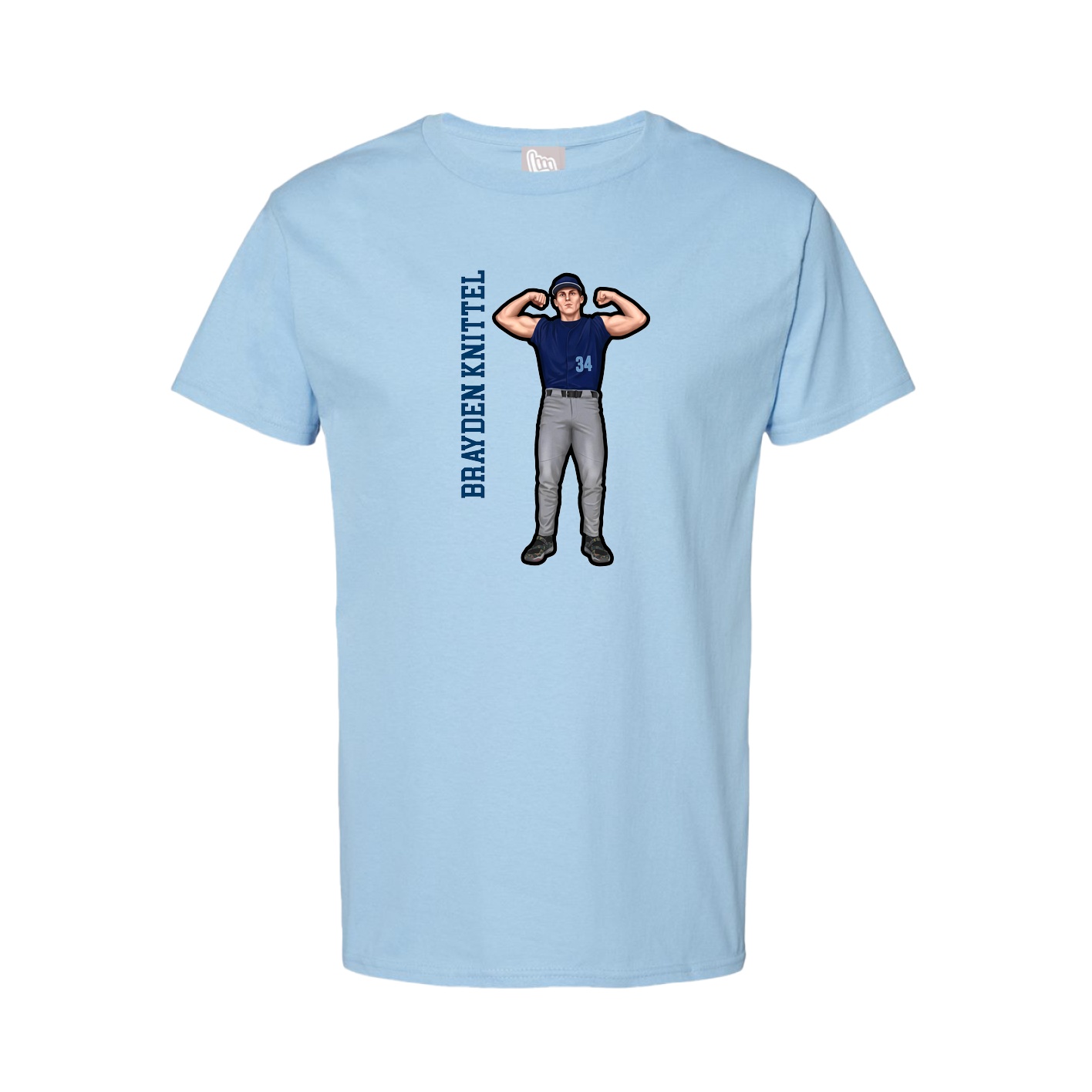 Youth Tee — Name Vertical in Light Blue