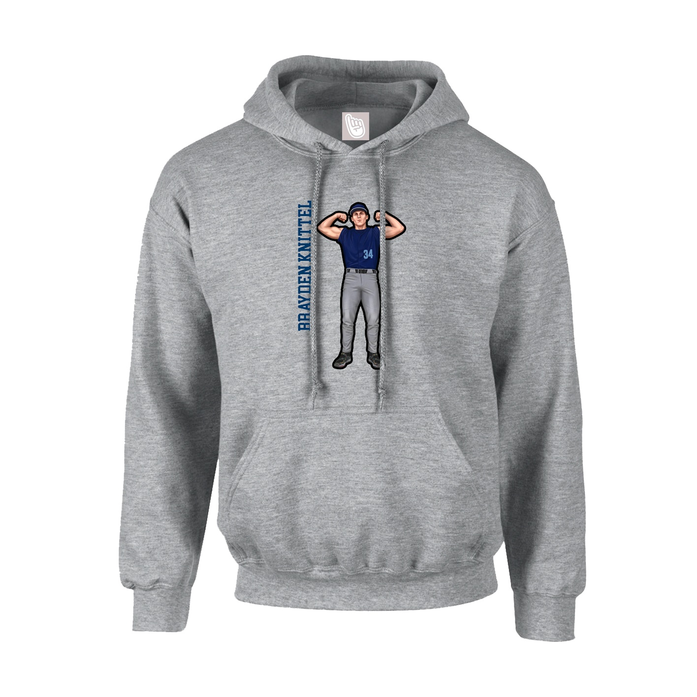 Youth Hoodie — Name Vertical in Grey