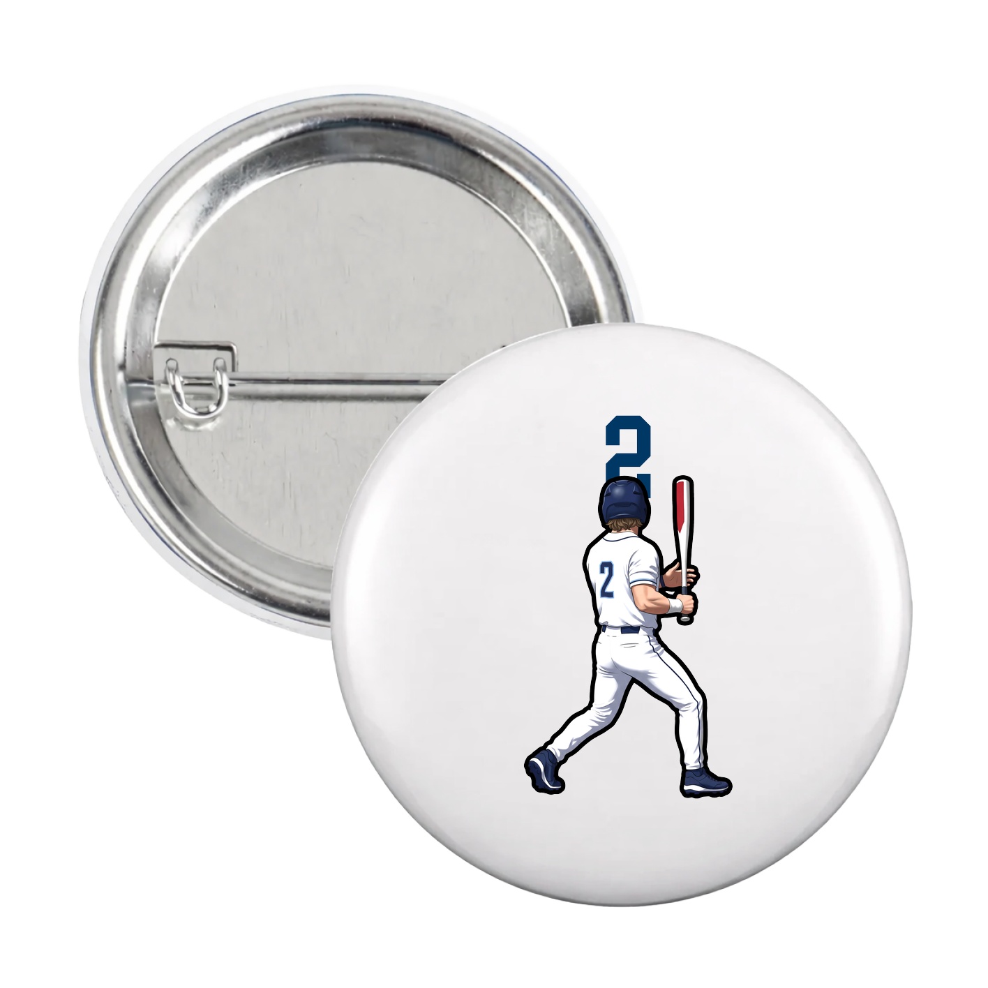 Game Day Button — Number Top in White
