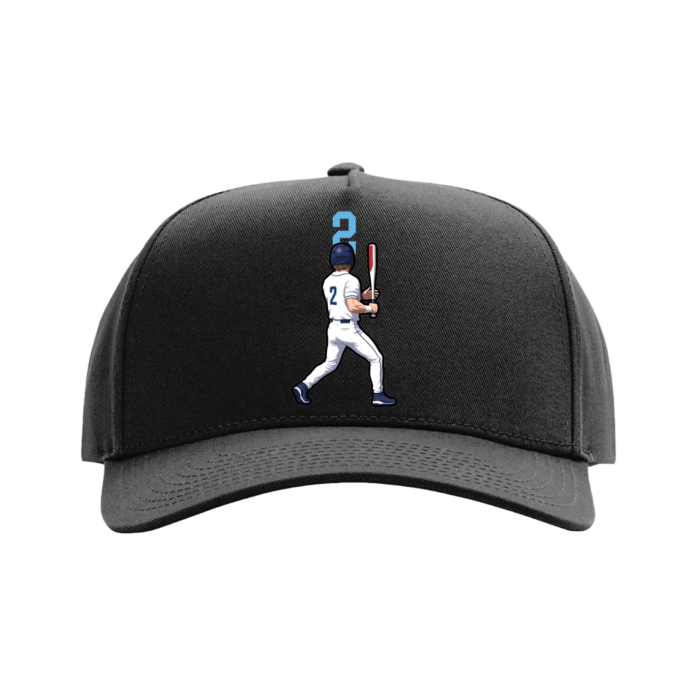 Full Fabric Five-Panel Champ Cap — Number Top in Black