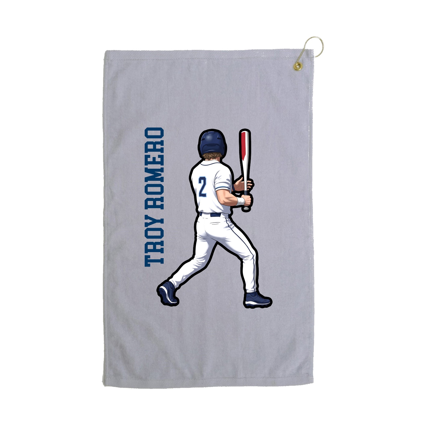 Golf Towel — Name Vertical in Grey