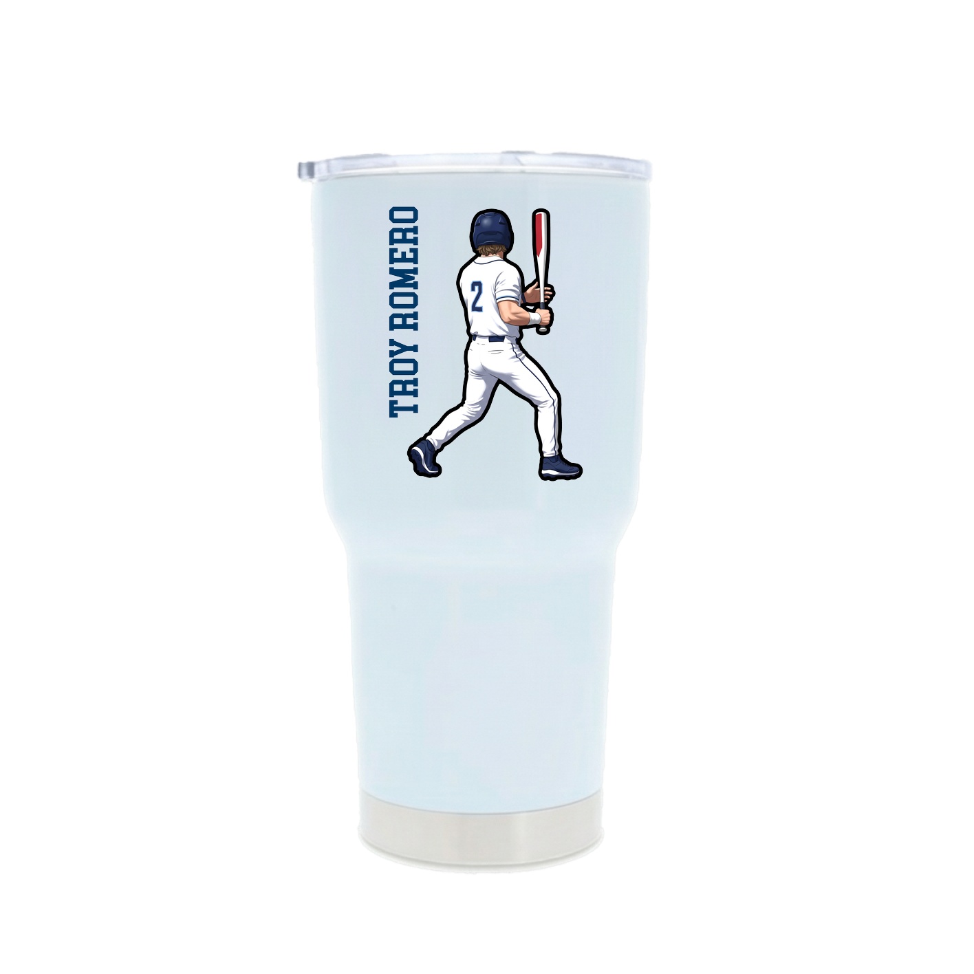 30oz Stainless Steel Tumbler — Name Vertical in White