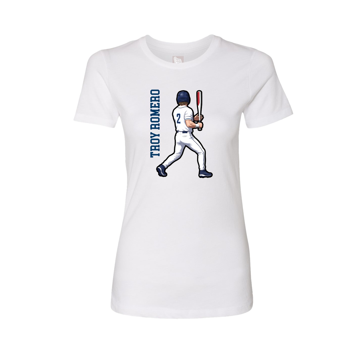 Fitted Women's Tee — Name Vertical in White