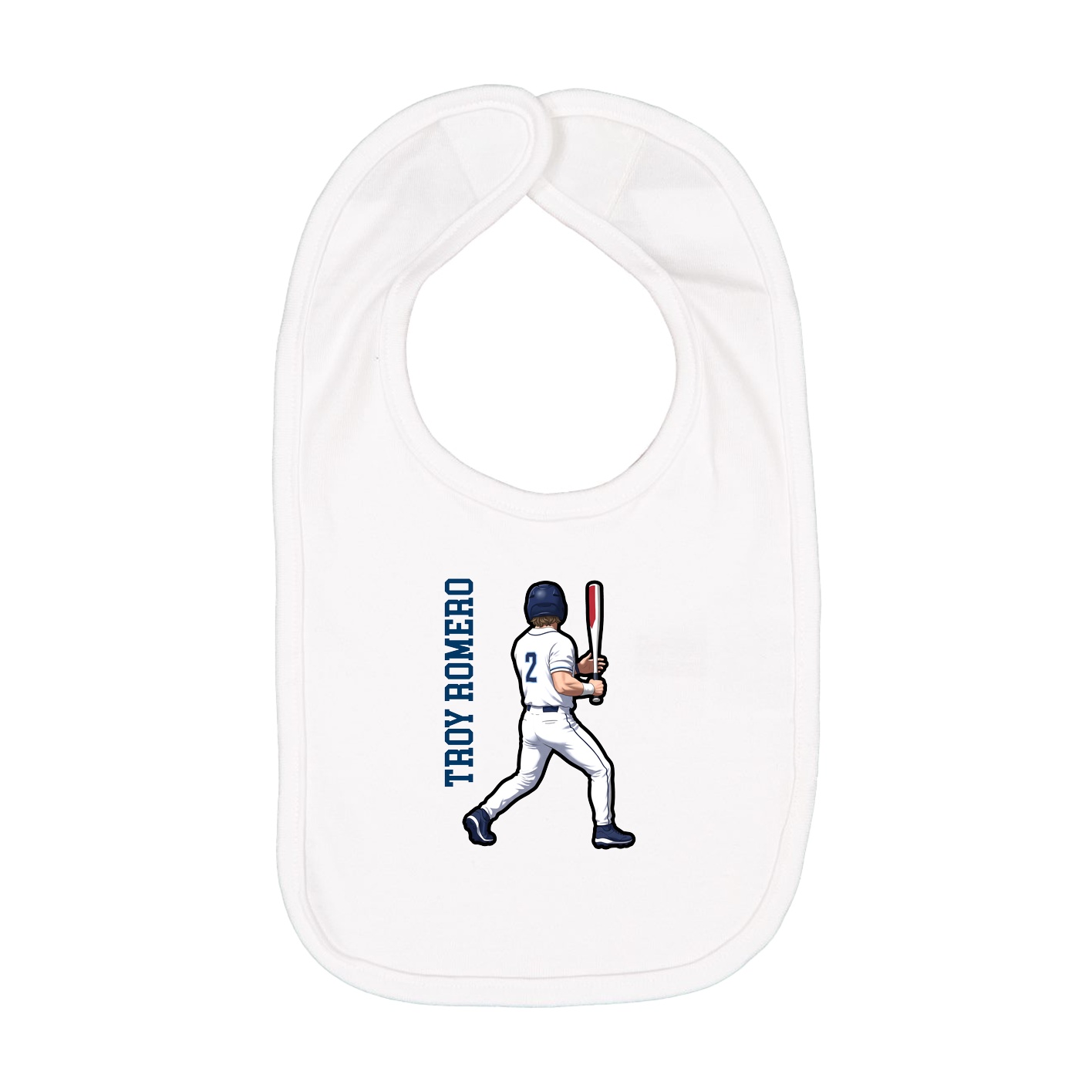 Infant Bib — Name Vertical in White
