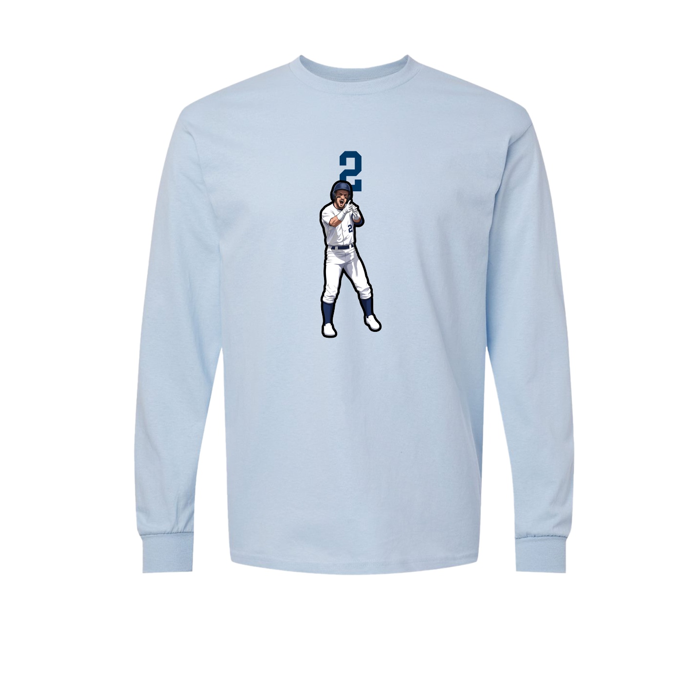 Long Sleeve Tee — Number Top in Light Blue