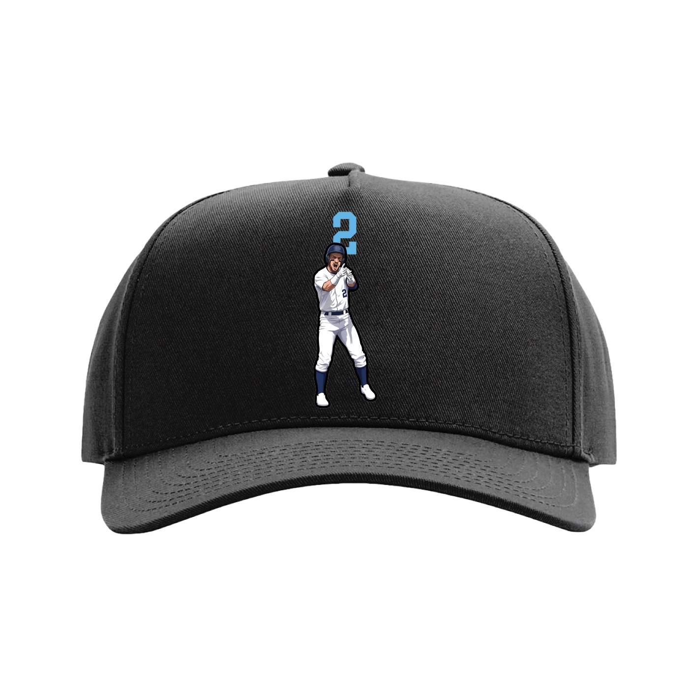 Full Fabric Five-Panel Champ Cap — Number Top in Black