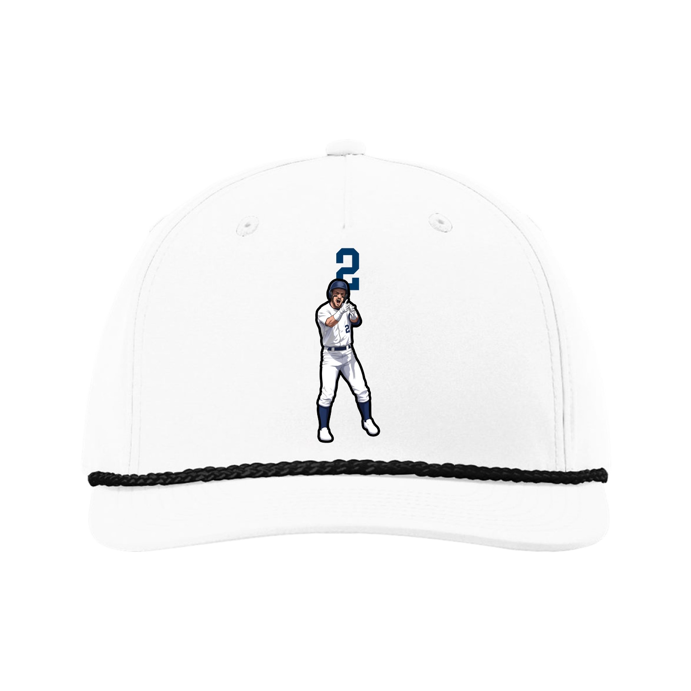 Five-Panel Classic Rope Cap — Number Top in White