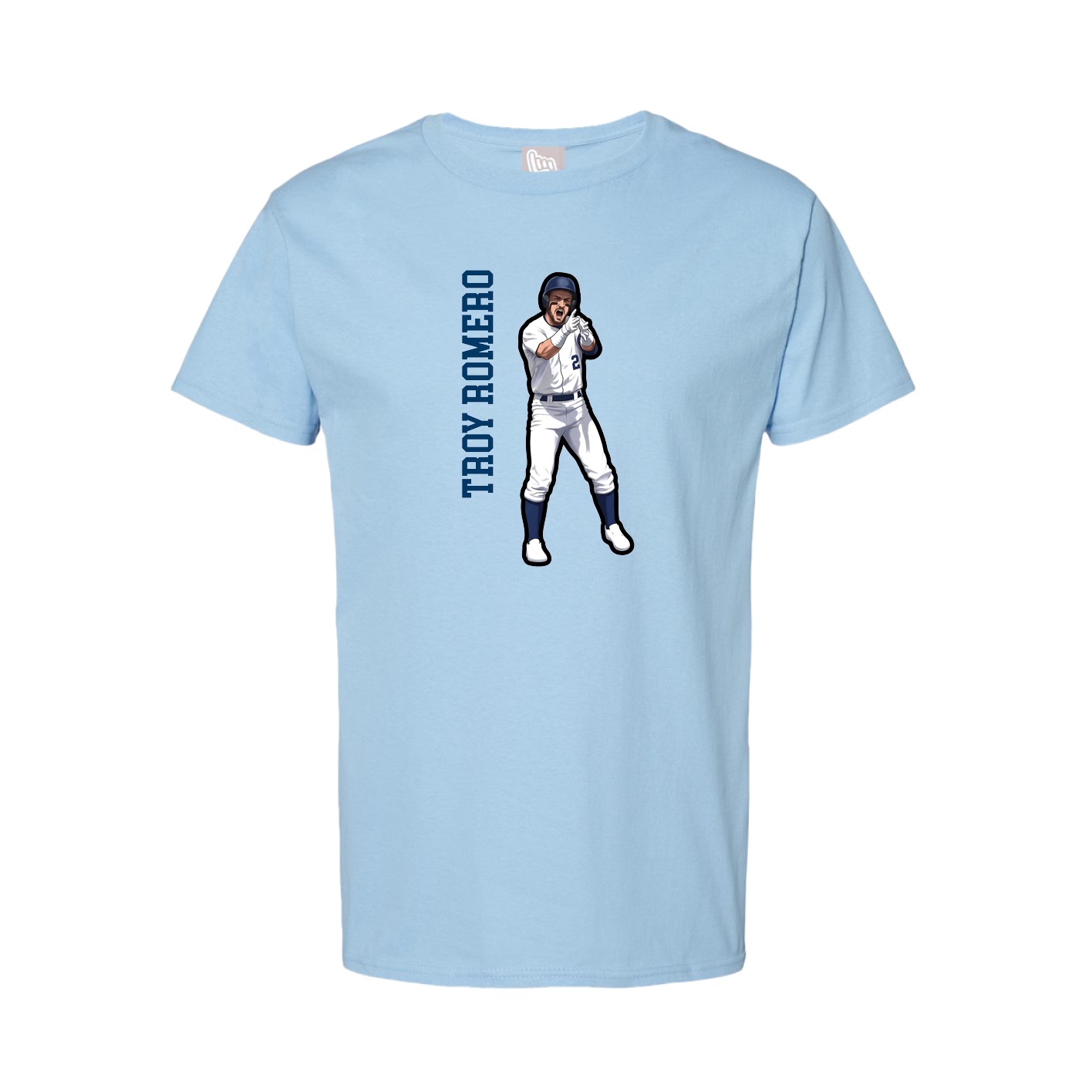 Tee — Name Vertical in Light Blue