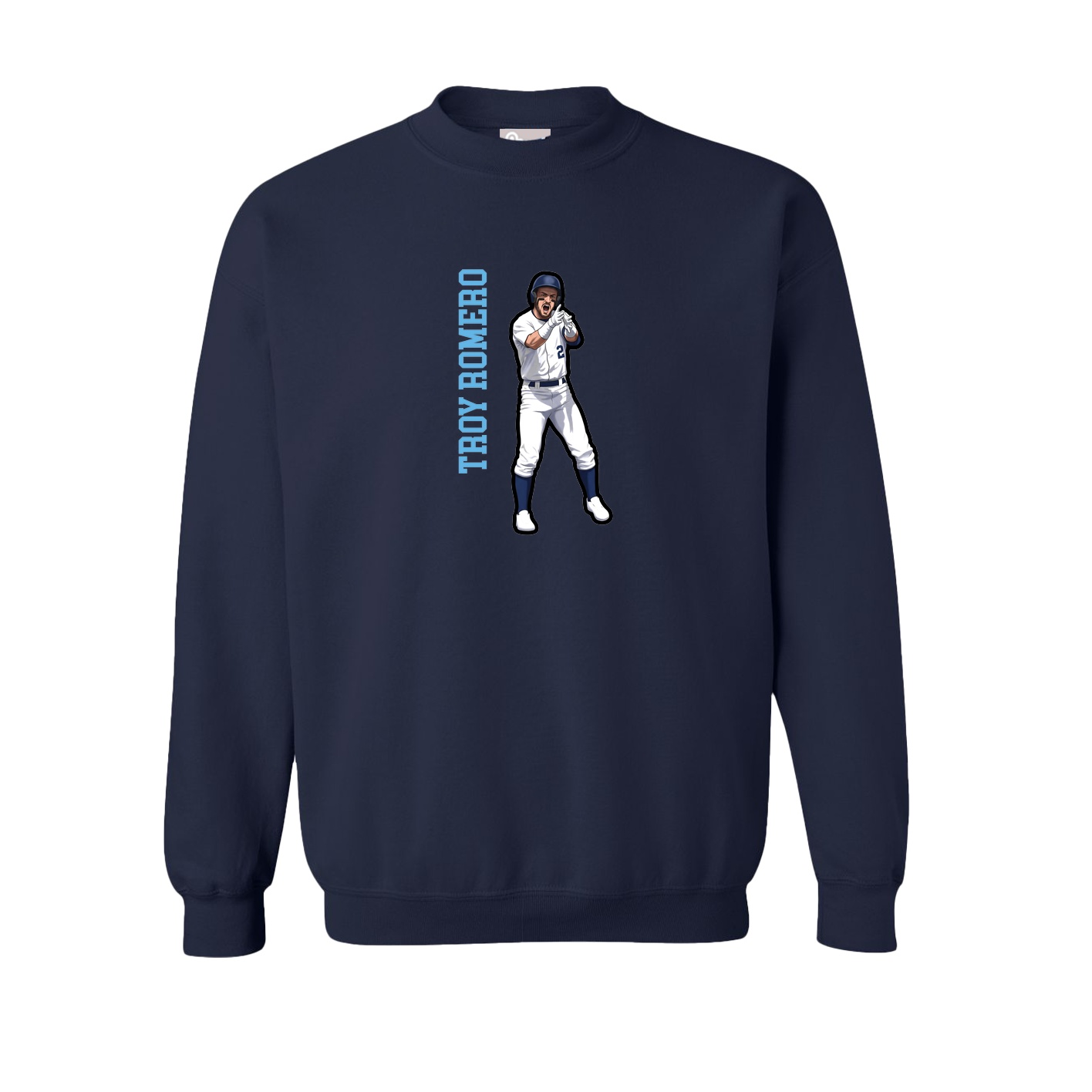 Fleece Crew — Name Vertical in Navy