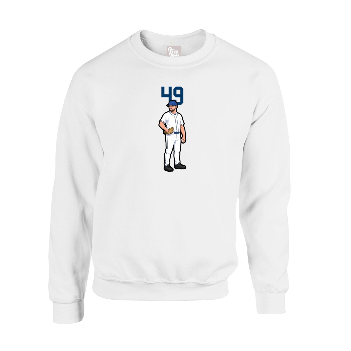 Fleece Crew — Number Top in White