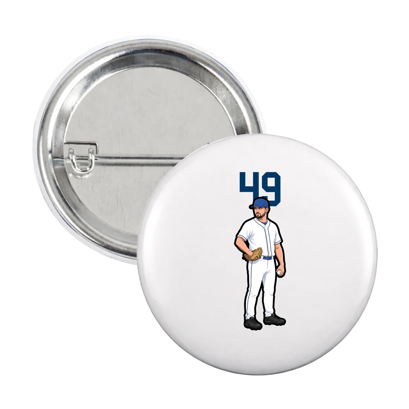 Game Day Button — Number Top in White