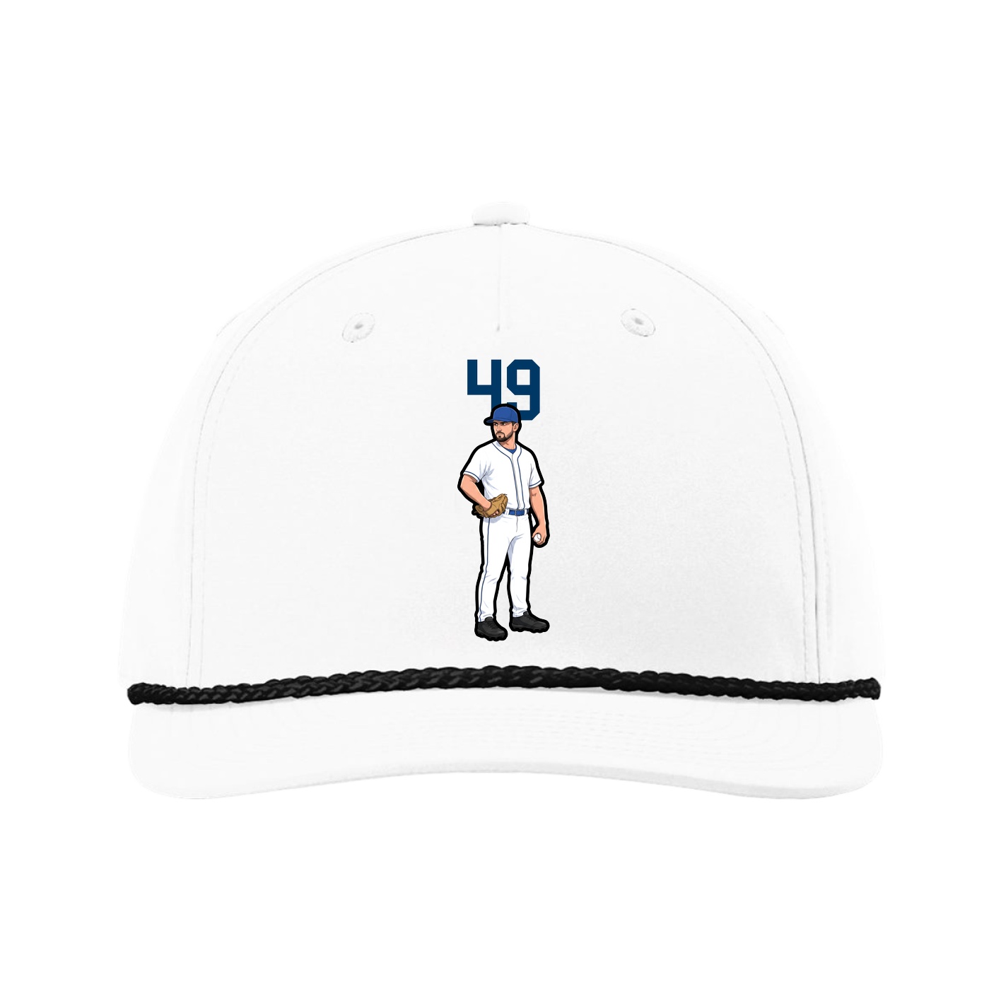 Five-Panel Classic Rope Cap — Number Top in White