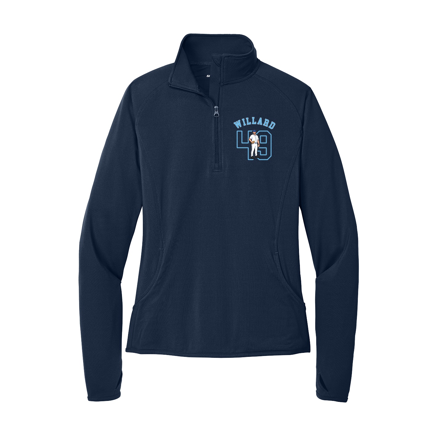 Women's Q-Zip Pullover — Shirsey Arch in Navy