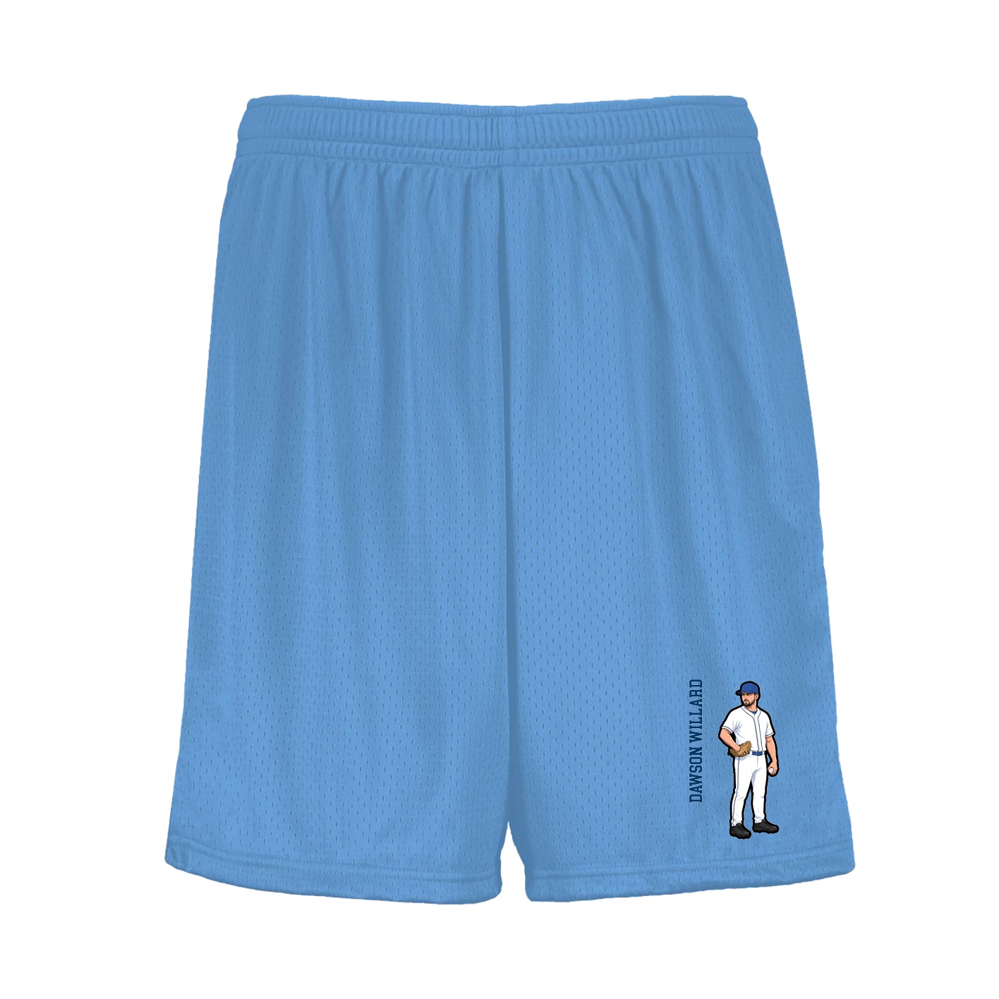 Shorts — Name Vertical in Light Blue