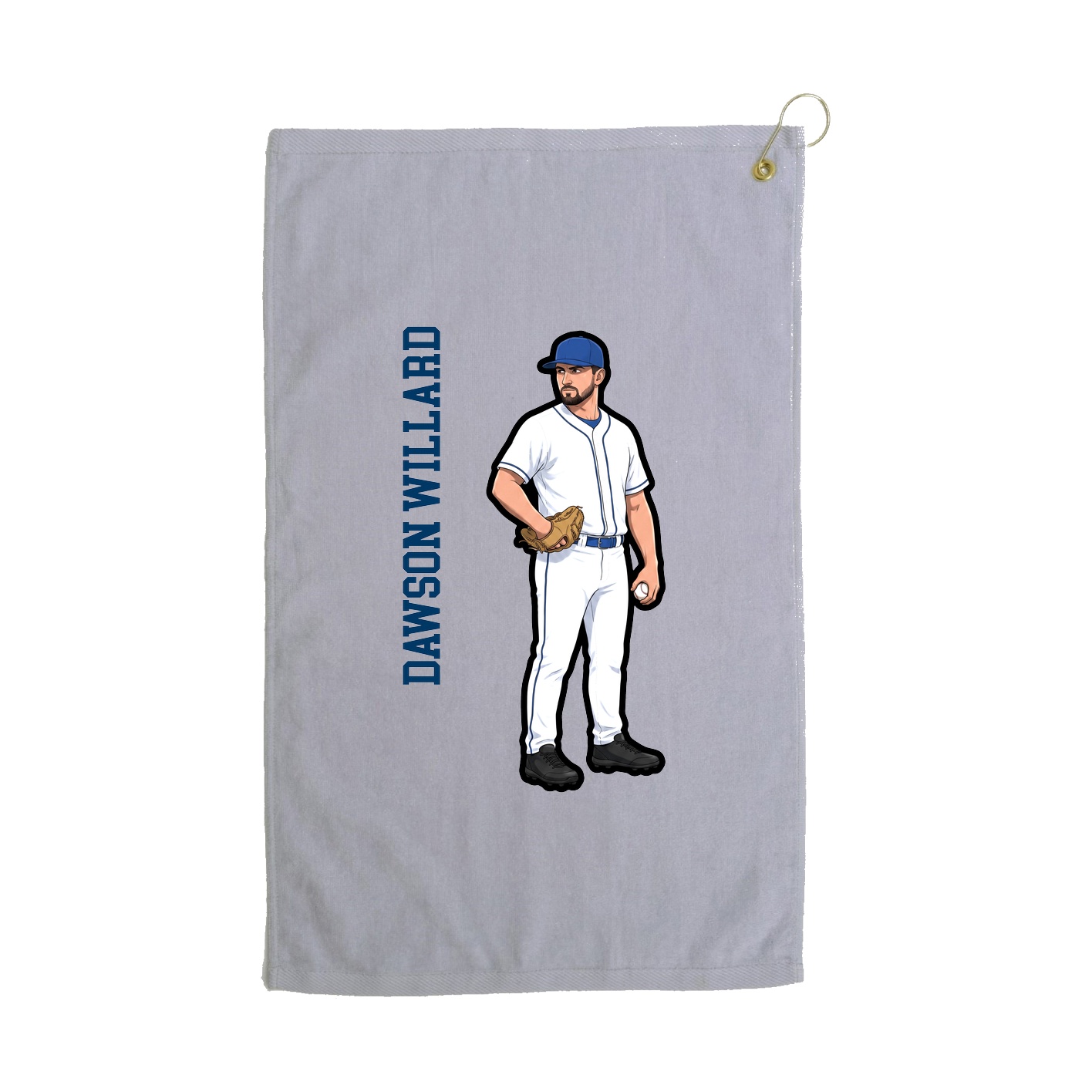 Golf Towel — Name Vertical in Grey