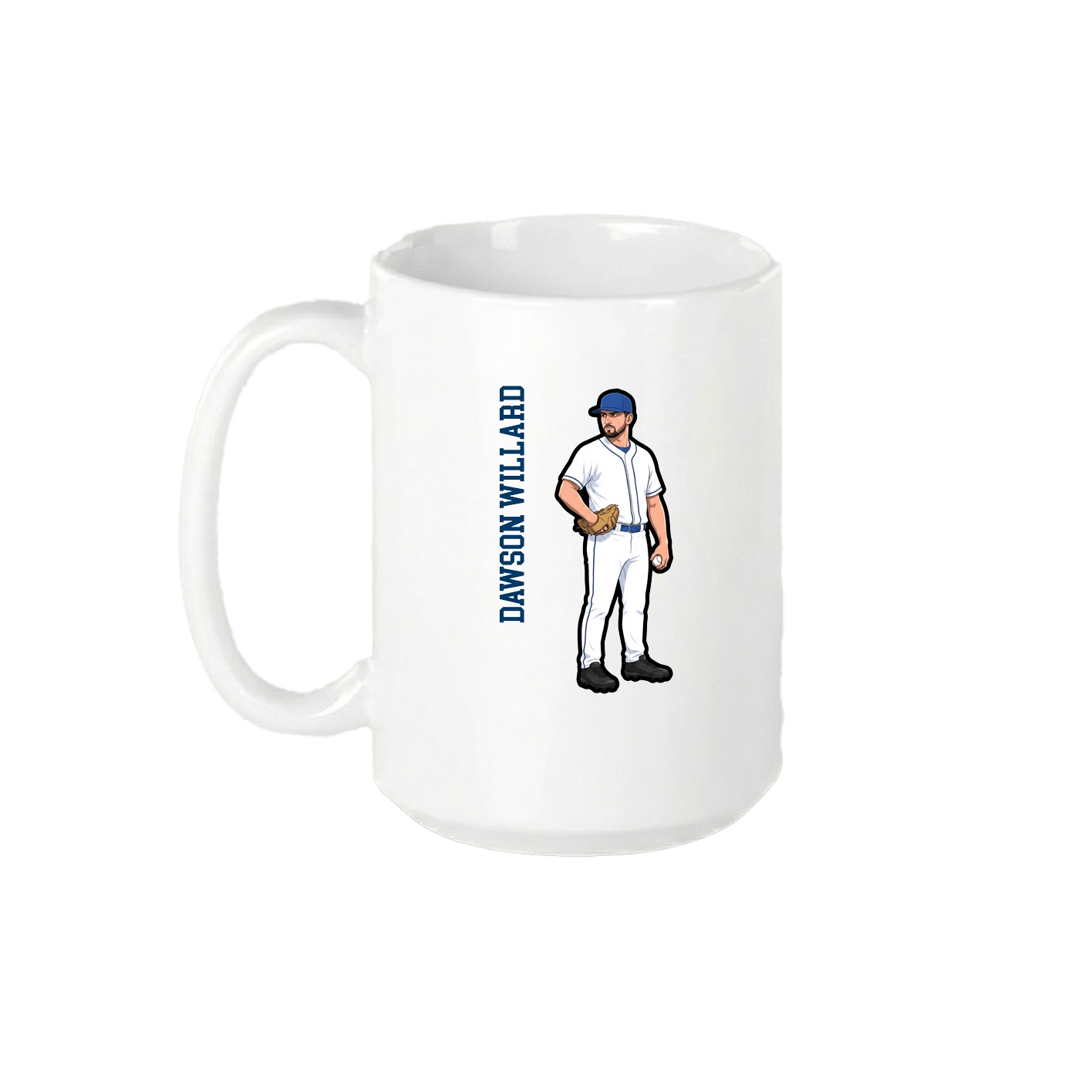 15oz Coffee Mug — Name Vertical in White
