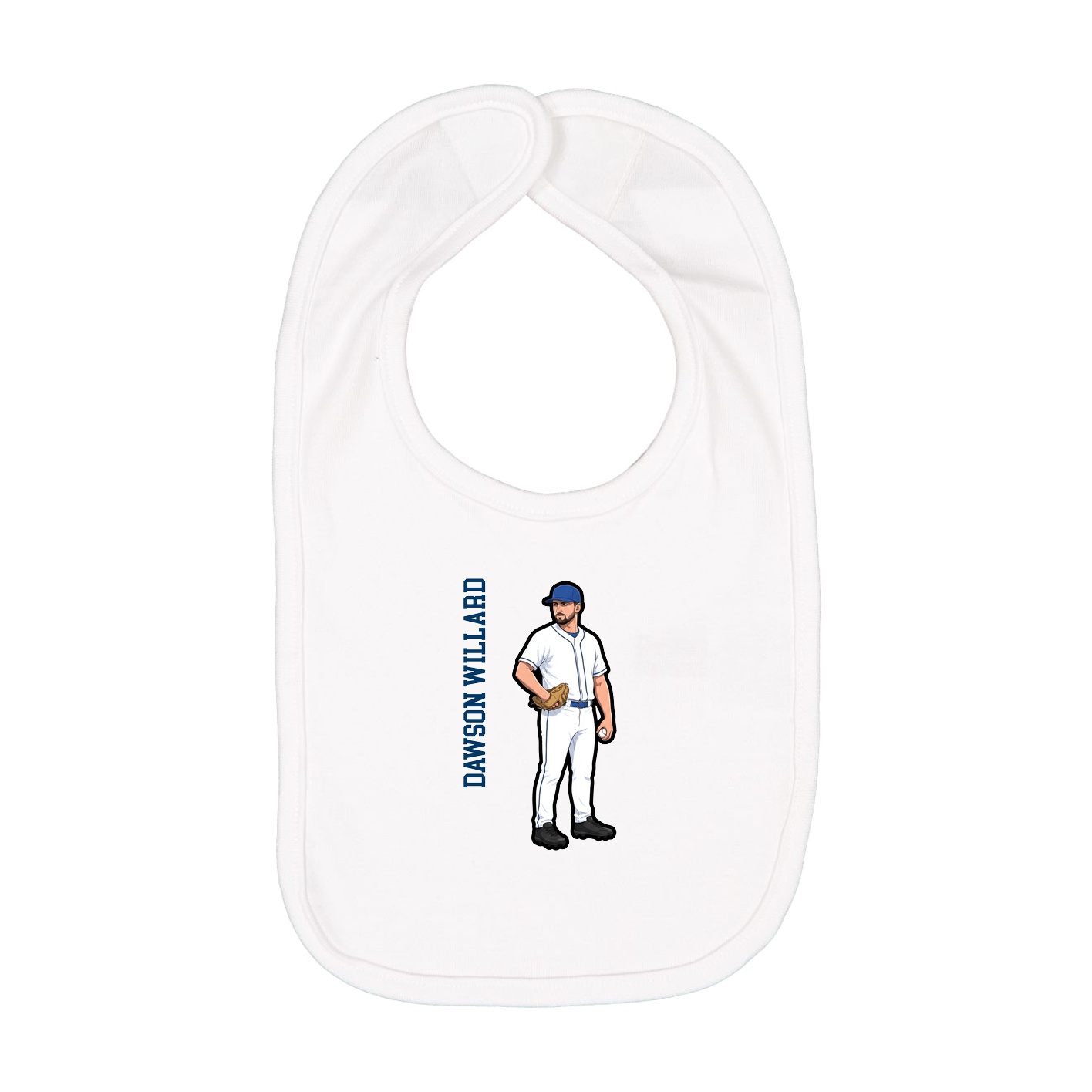 Infant Bib — Name Vertical in White