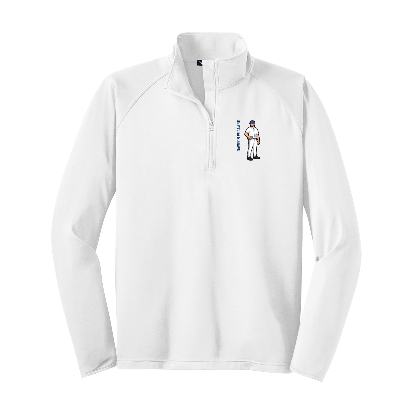 Q-Zip Pullover — Name Vertical in White
