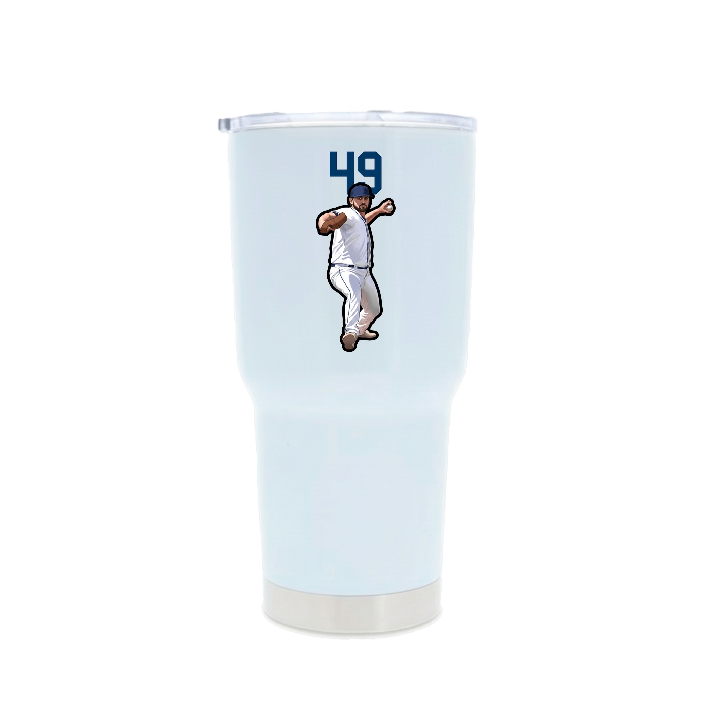 30oz Stainless Steel Tumbler — Number Top in White