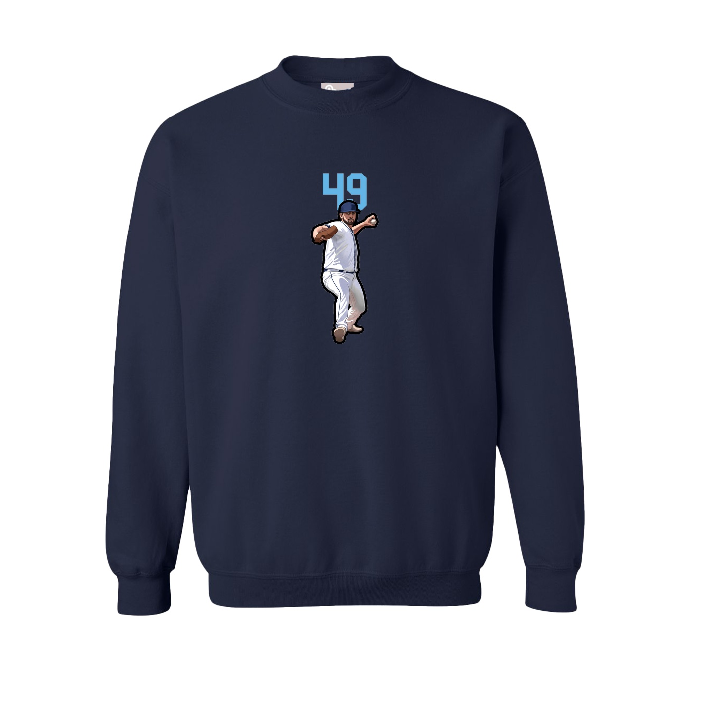 Fleece Crew — Number Top in Navy