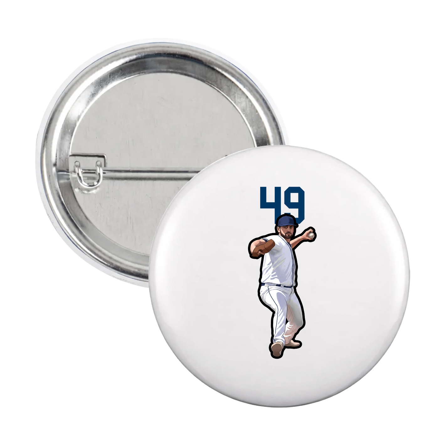 Game Day Button — Number Top in White