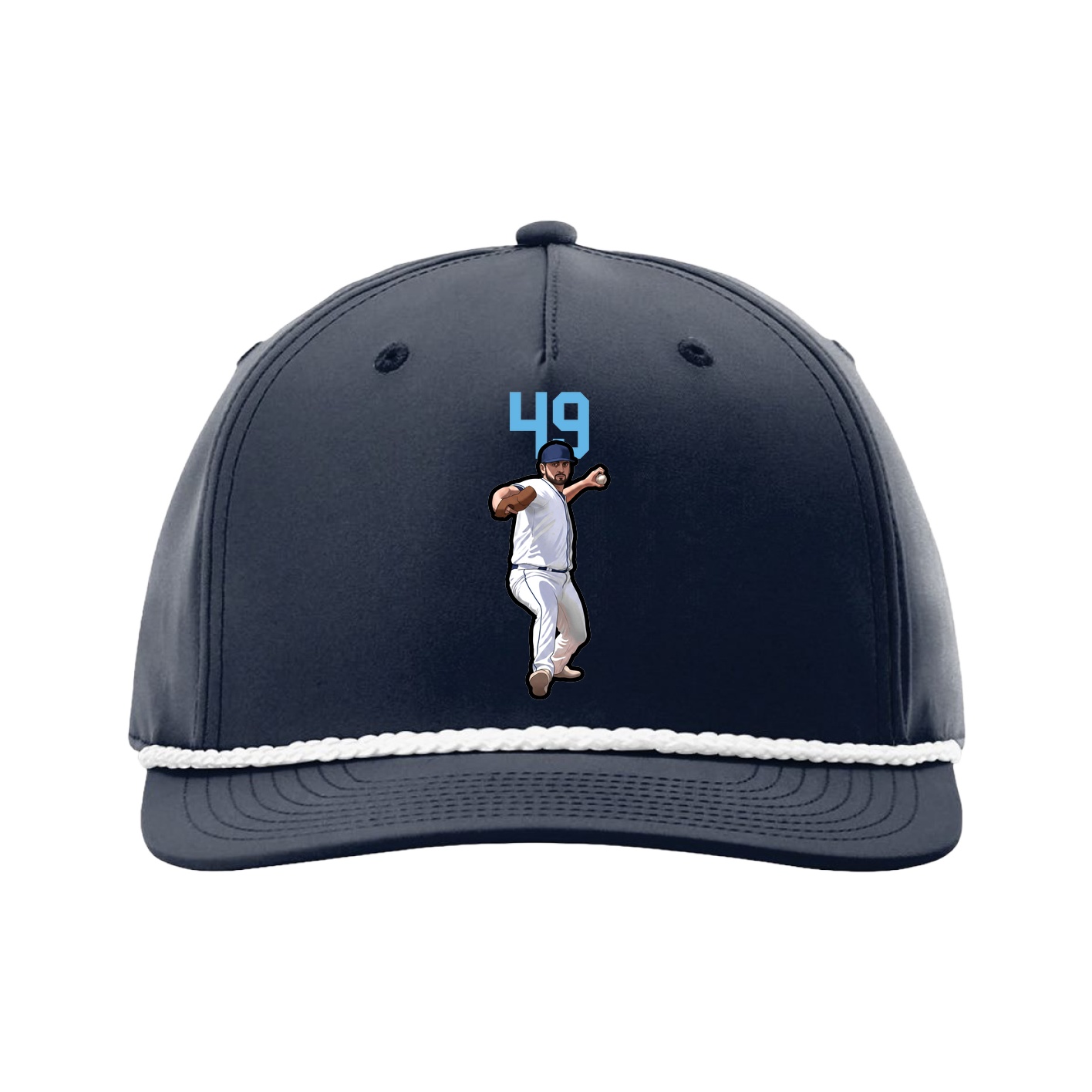 Five-Panel Classic Rope Cap — Number Top in Navy