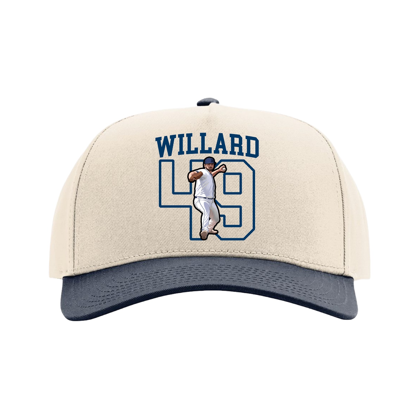 Full Fabric Five-Panel Champ Cap — Shirsey in Cream/Navy