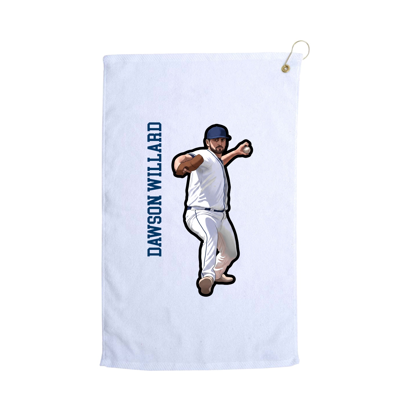Golf Towel — Name Vertical in White