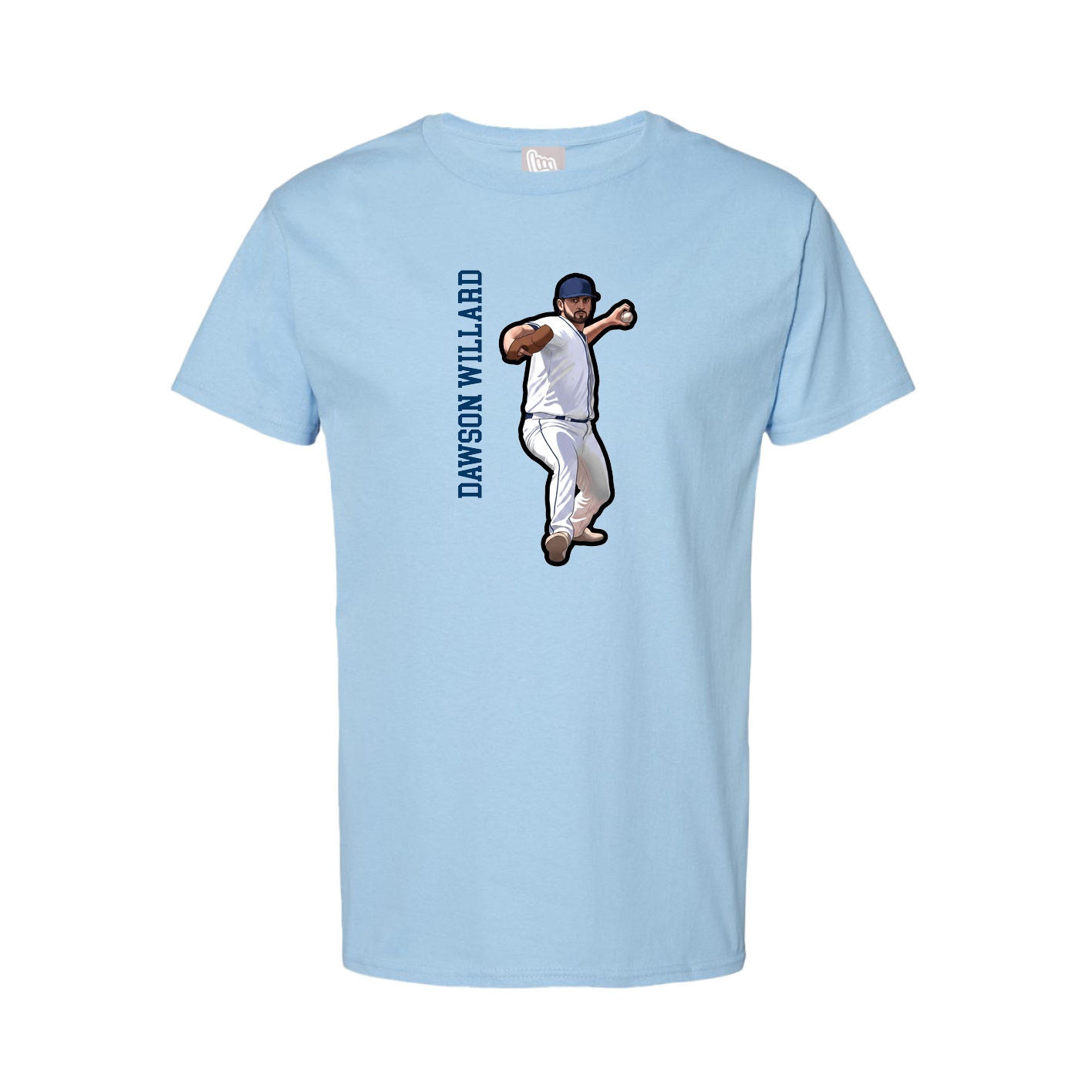 Tee — Name Vertical in Light Blue