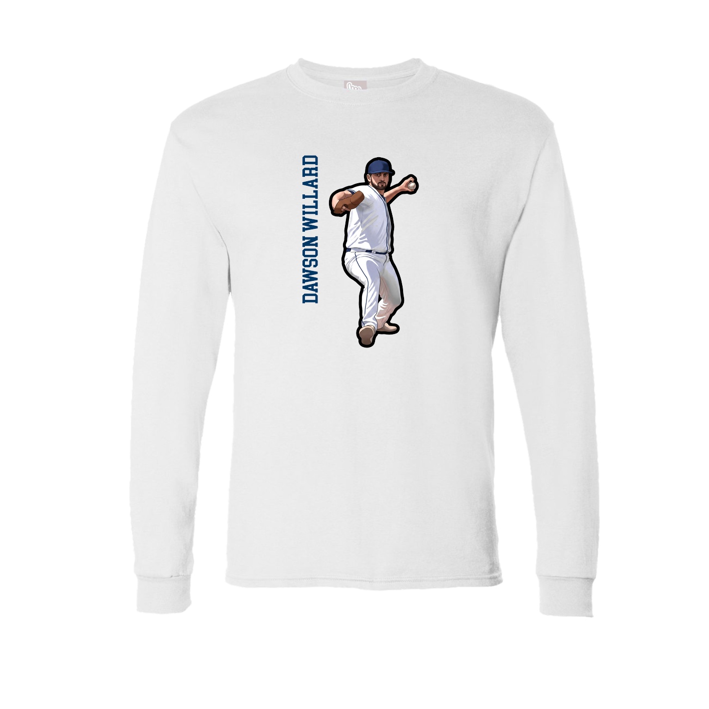 Long Sleeve Tee — Name Vertical in White