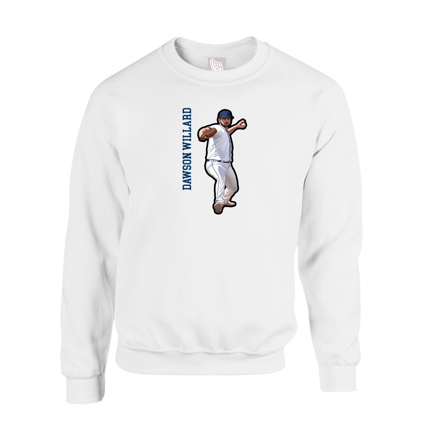 Fleece Crew — Name Vertical in White