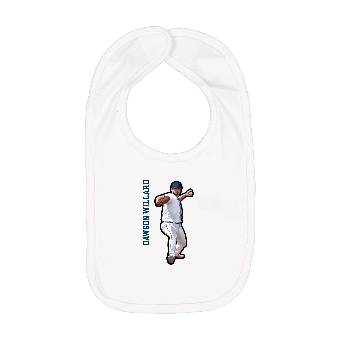 Infant Bib — Name Vertical in White