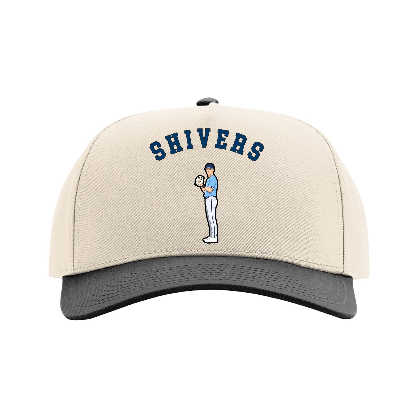 Full Fabric Five-Panel Champ Cap — Shirsey Arch in Cream/Black