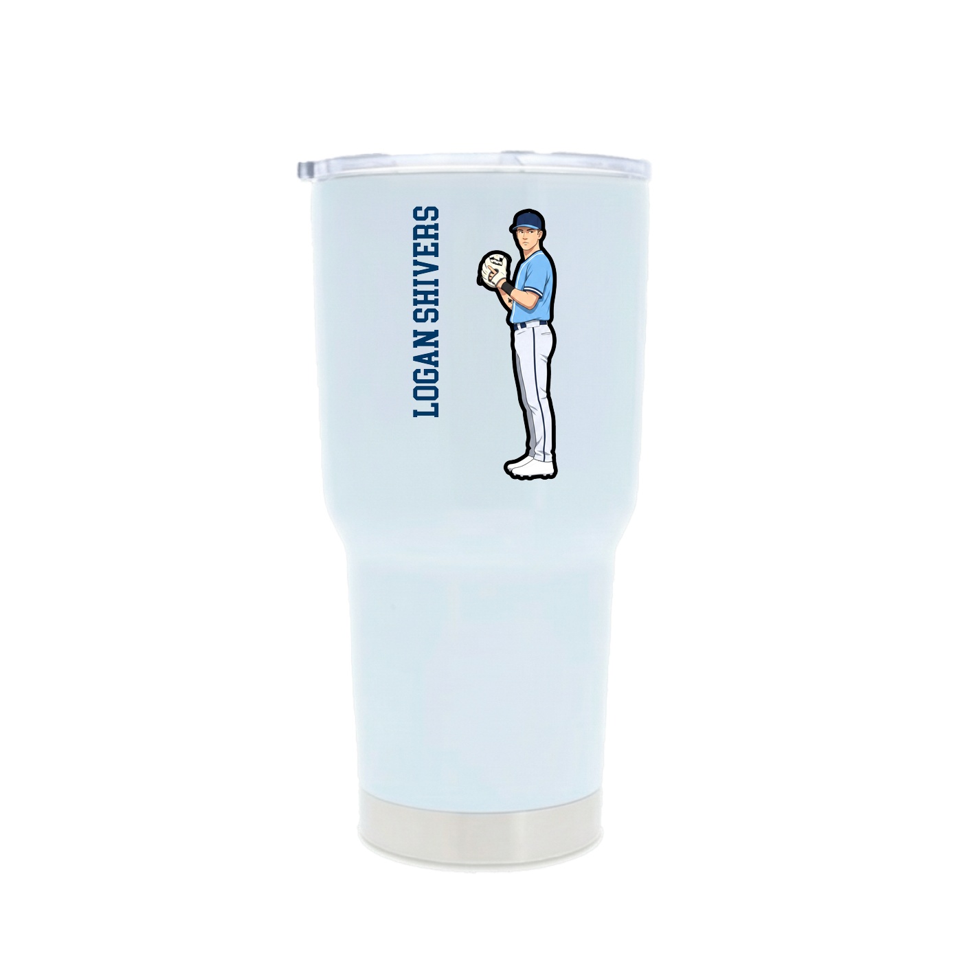 30oz Stainless Steel Tumbler — Name Vertical in White