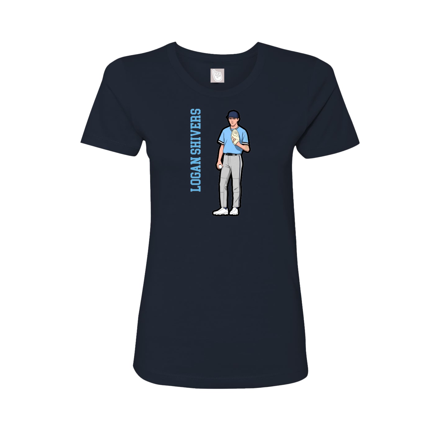 Womens Tee — Name Vertical in Navy