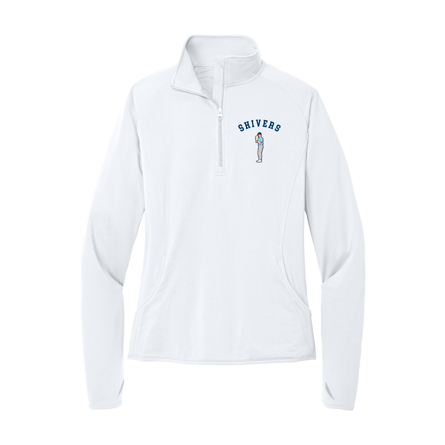 Women's Q-Zip Pullover — Shirsey Arch in White