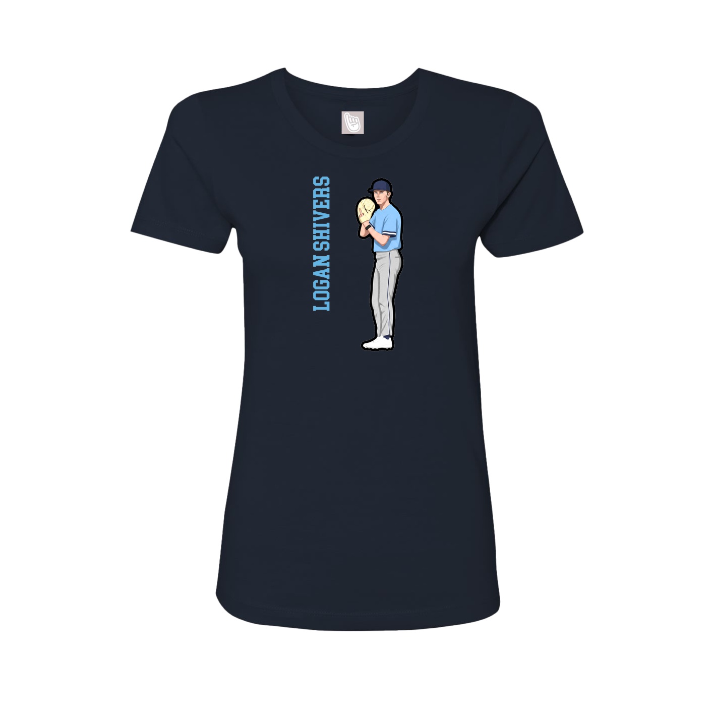 Womens Tee — Name Vertical in Navy