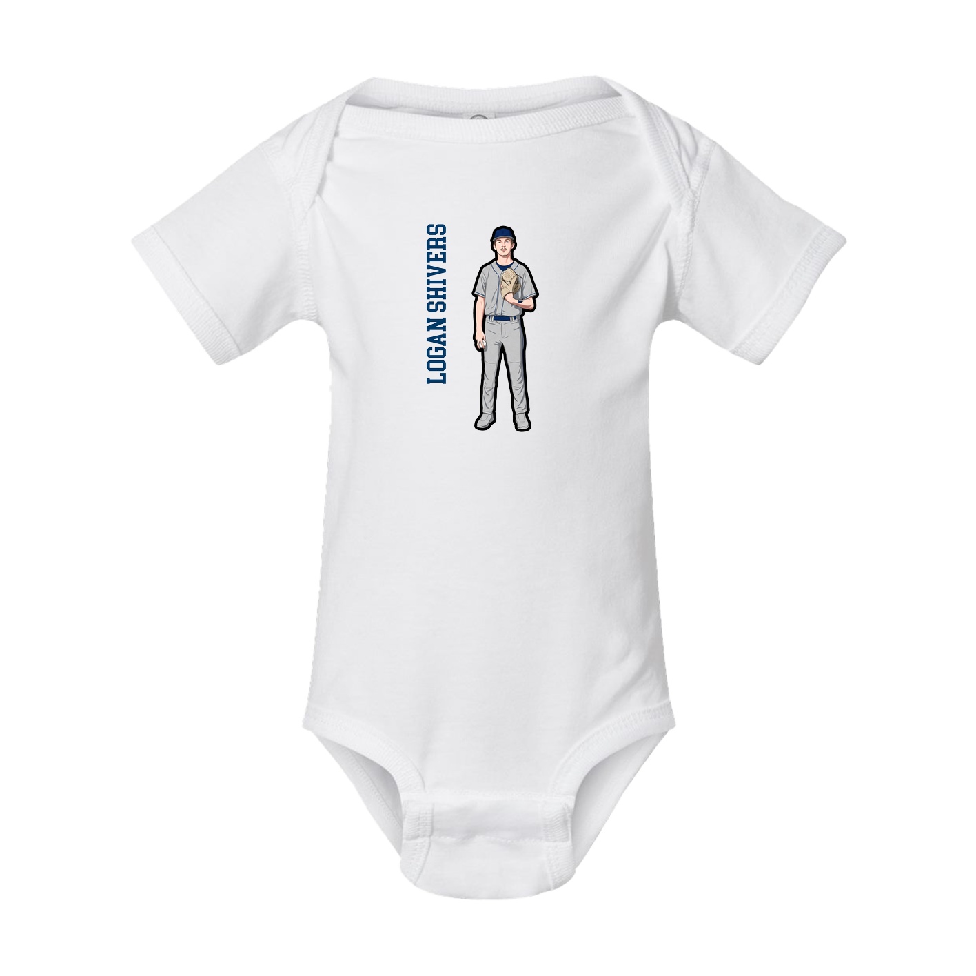 Baby Onesie — Name Vertical in White