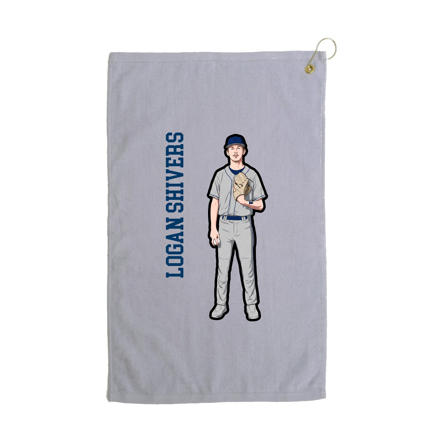 Golf Towel — Name Vertical in Grey