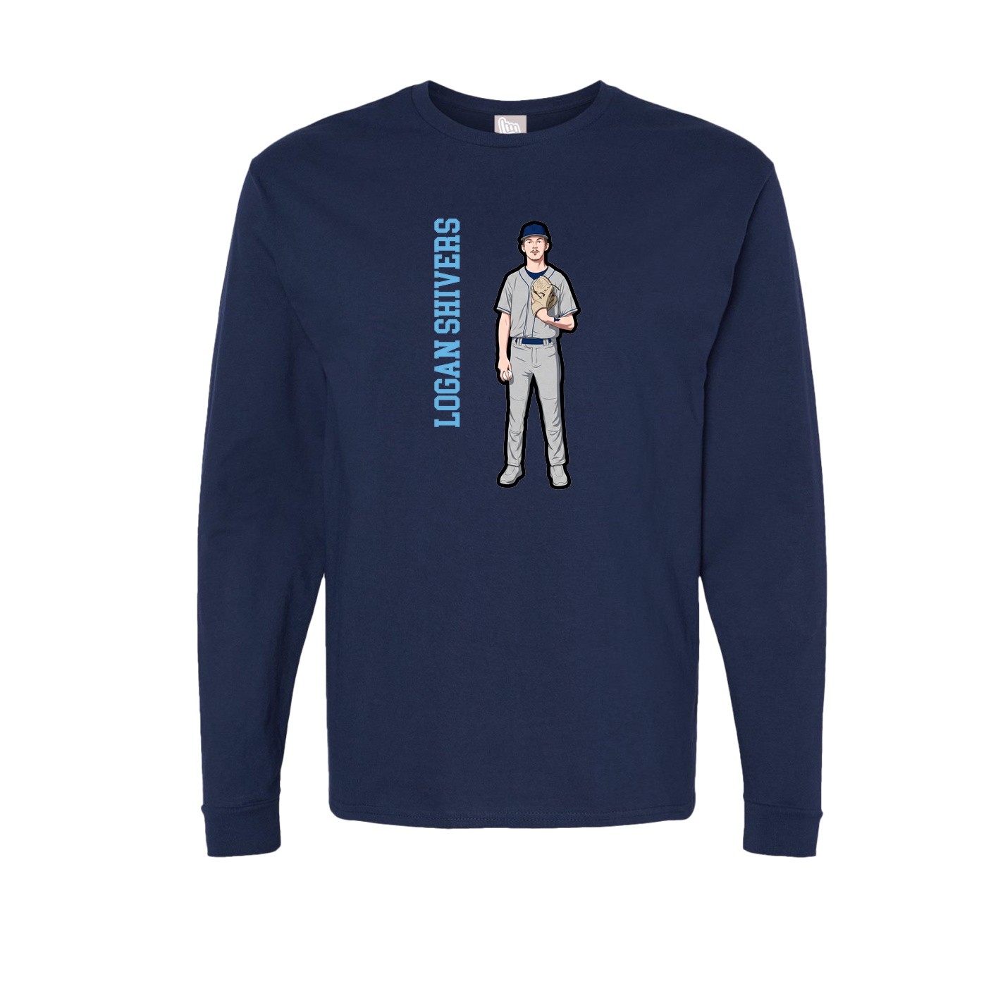 Long Sleeve Tee — Name Vertical in Navy