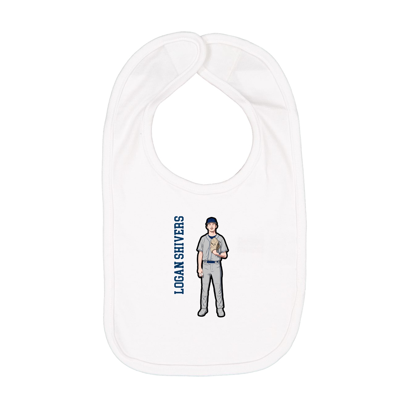 Infant Bib — Name Vertical in White